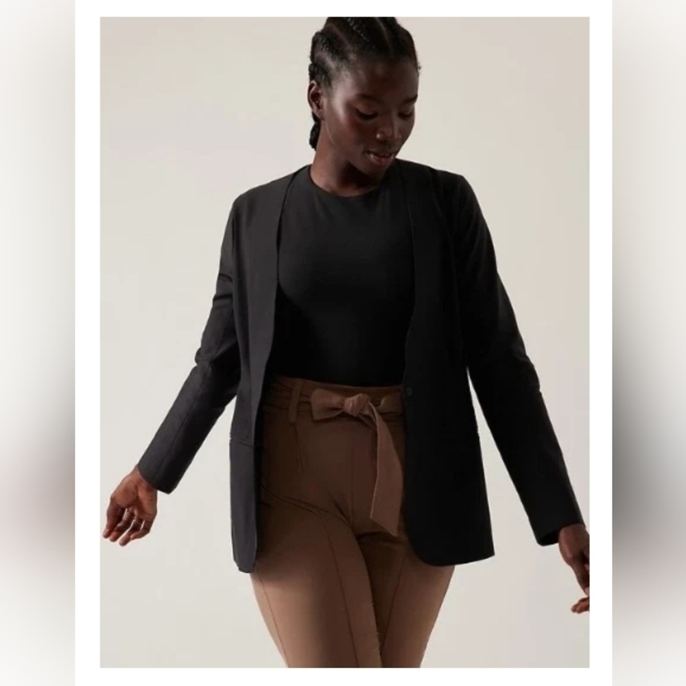 Athleta Avenue Blazer Black Jacket Euroluxe Stretch Plus Size 26 NWT RT$198 FLAW
